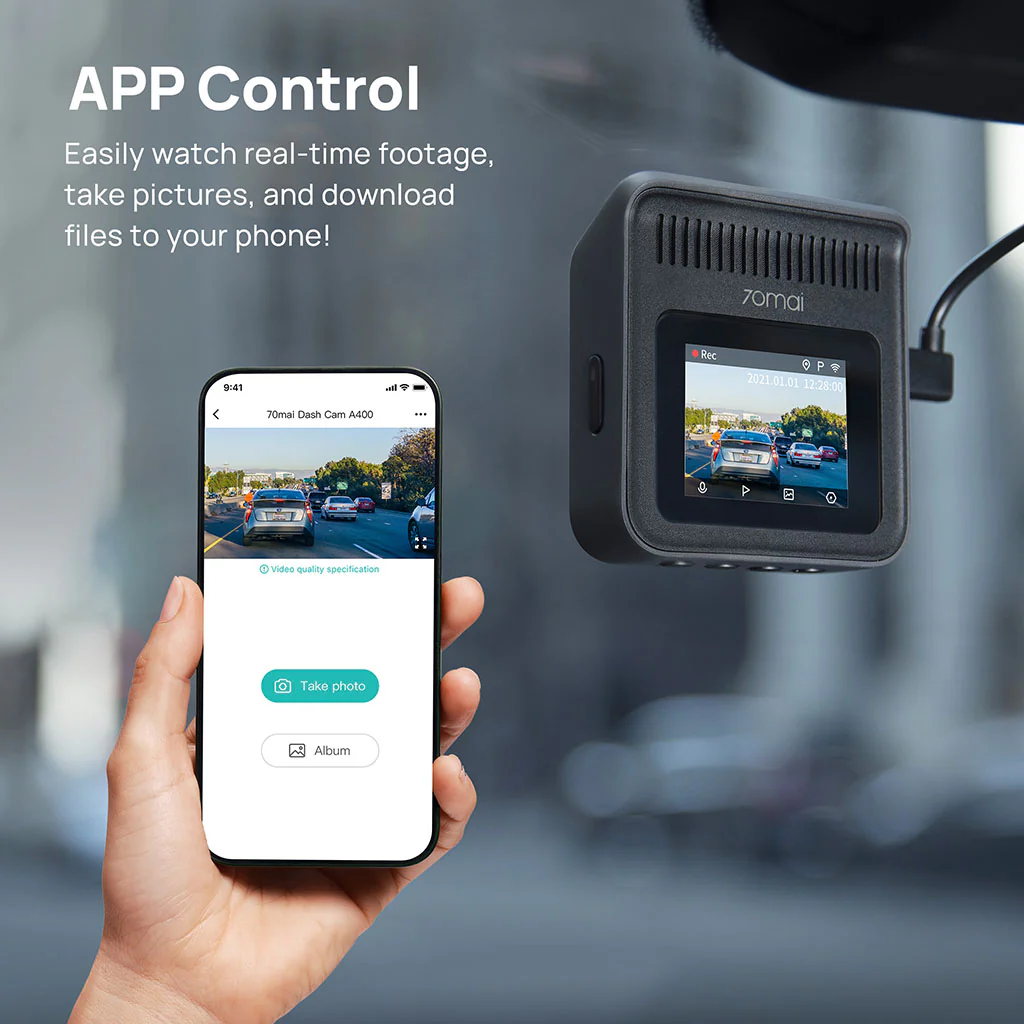 70mai Dash Cam A400 1440P QHD with 2-Inch Screen & Dual-Channel Supported - Image 8