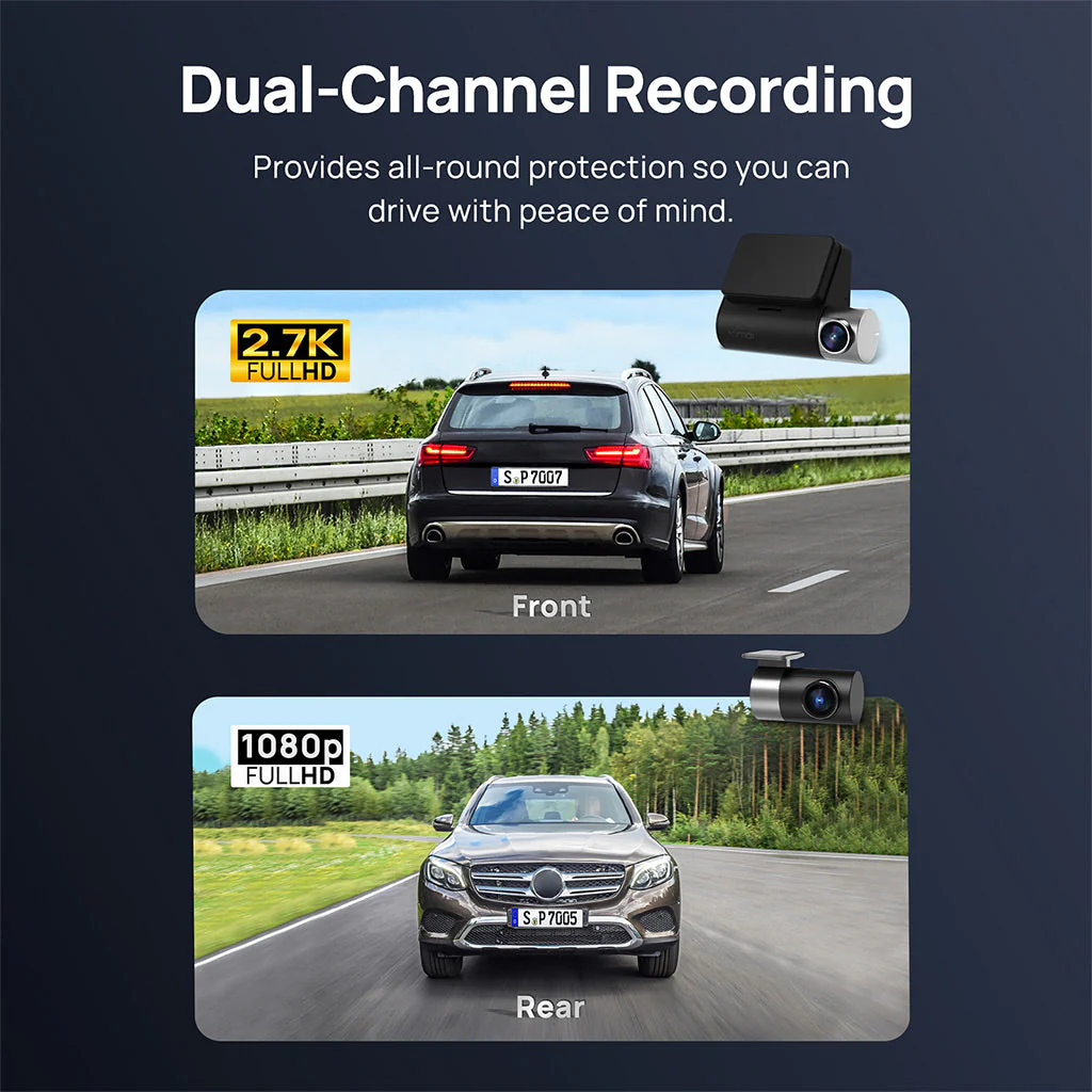 70mai Dash Cam A500S 2.7K HD with 2-Inch Screen & Dual-Channel Supported - Image 6
