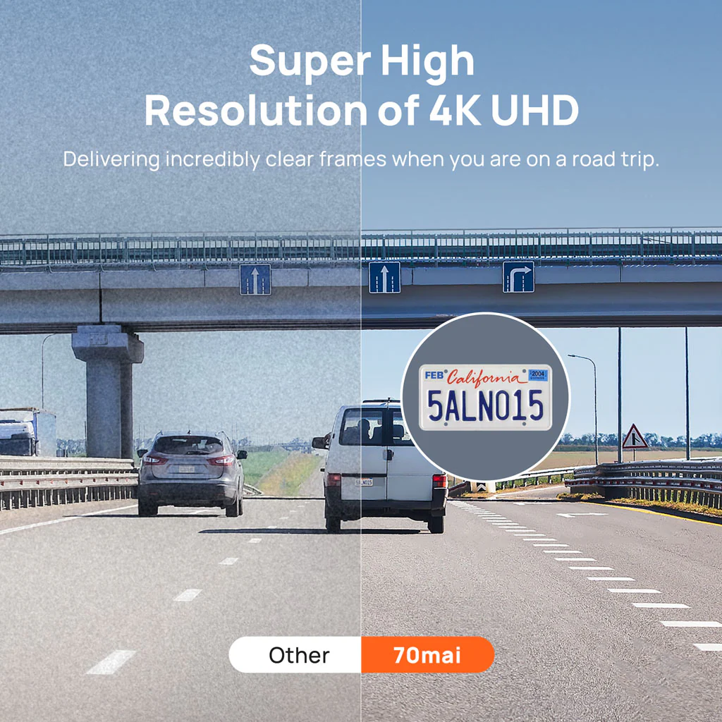 70mai Dash Cam A800S 4K UHD with 3-Inch IPS Screen & Dual-Channel Supported - Image 2