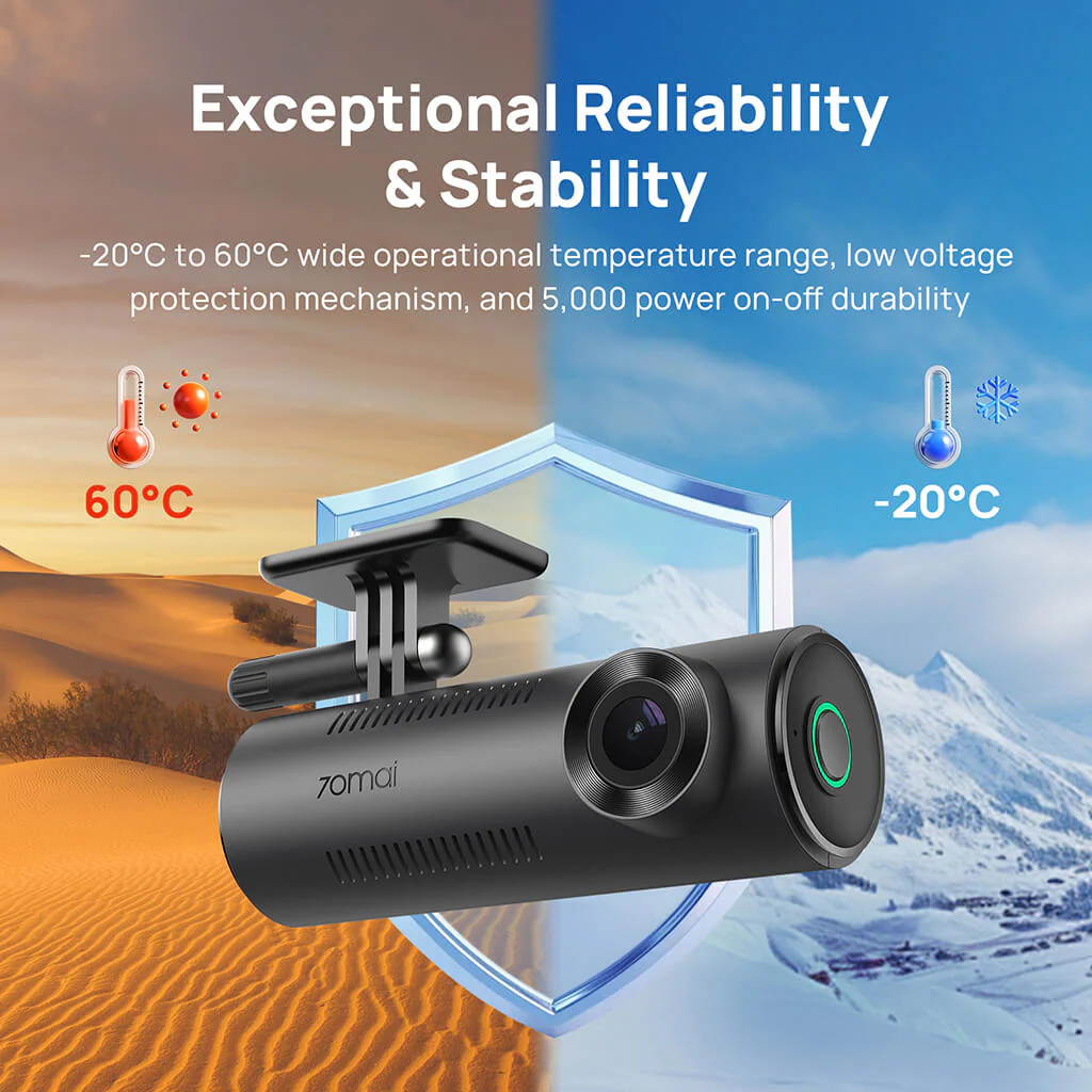 70mai Dash Cam M310 2K QHD with Built-In LED Indicator & Upgraded USB C - Image 8