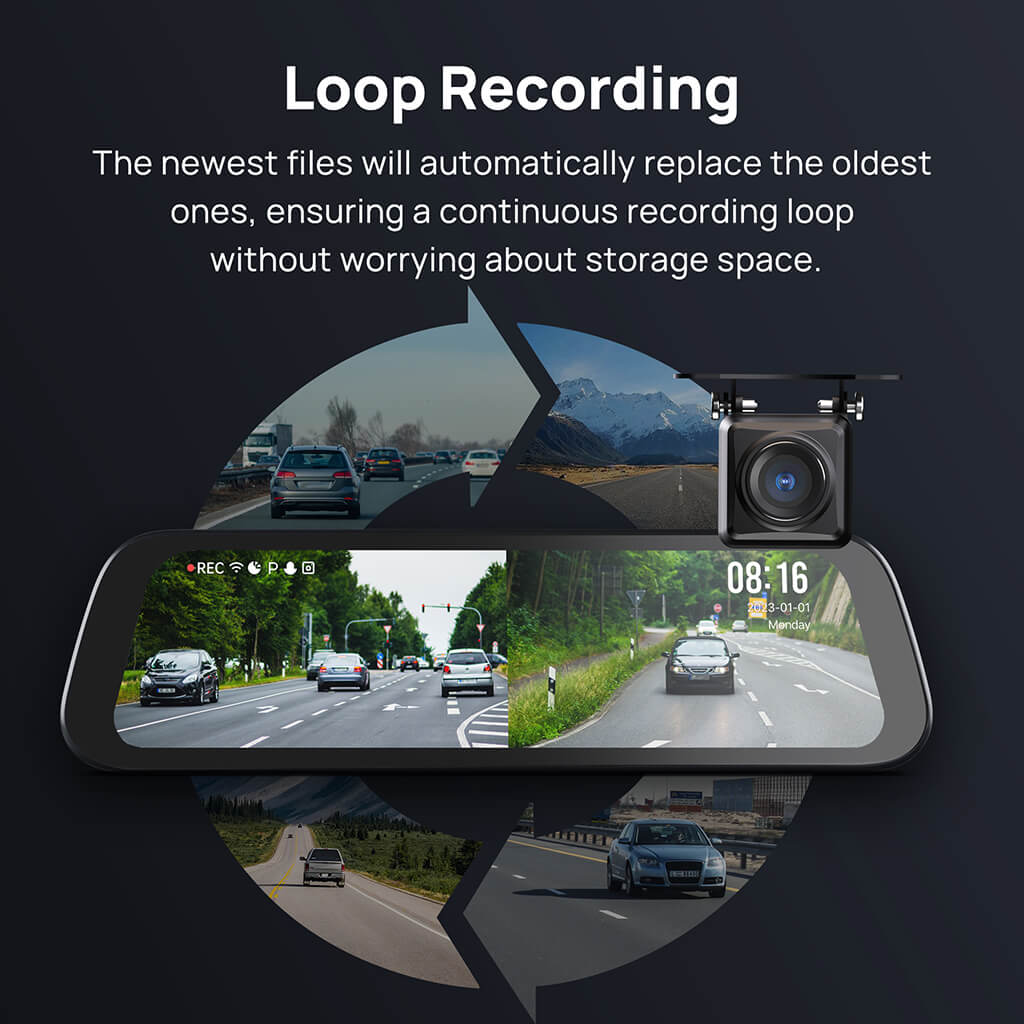 70mai Rearview Dash Cam S500 3K HDR with A 9-Inch Touch Screen & Super Capacitor - Image 8